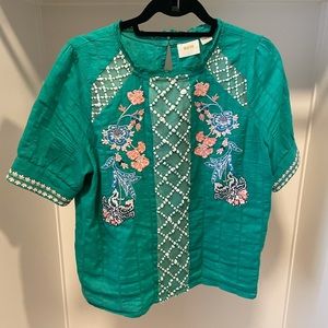 Beautiful embroidered shirt by Anthropologie